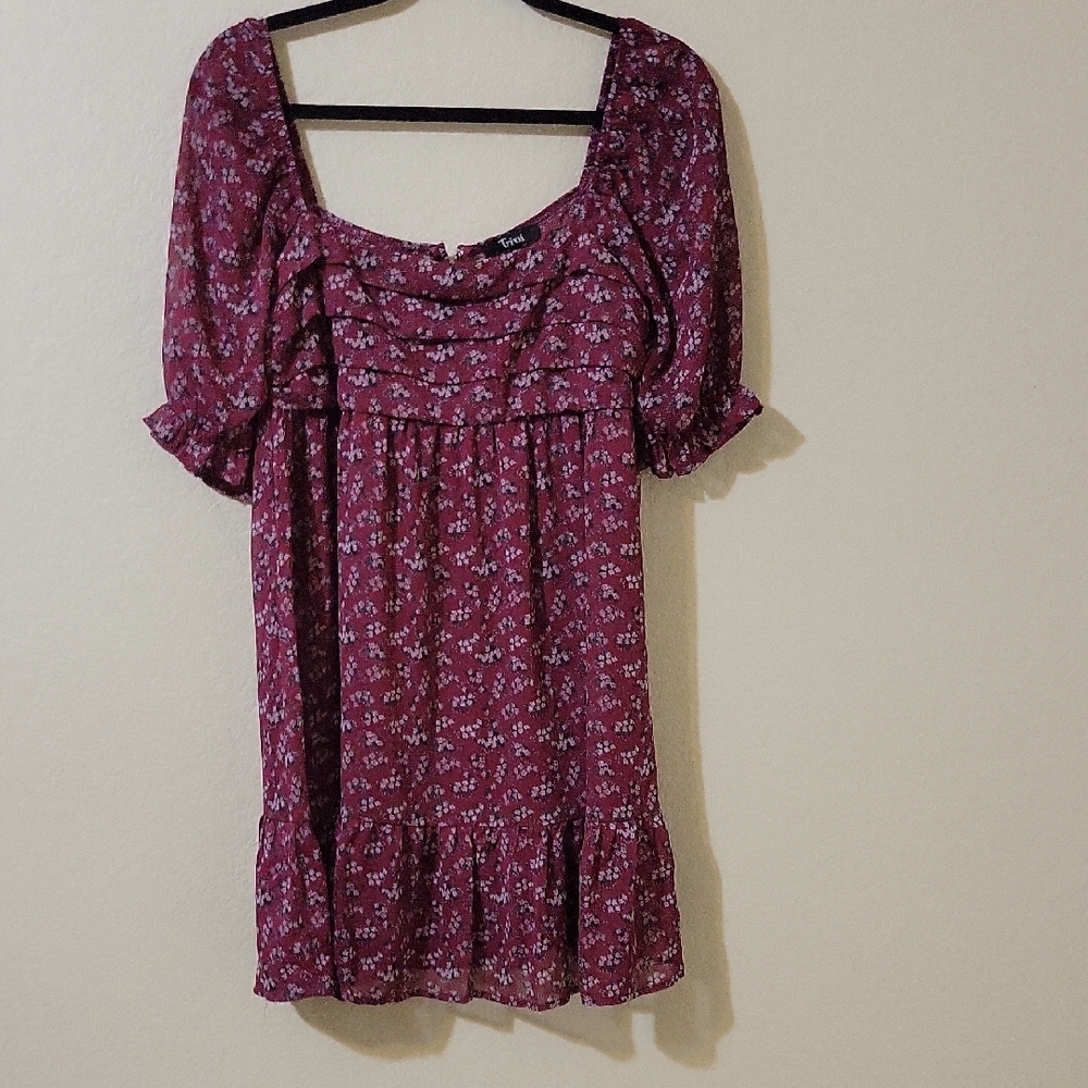 Floral Burgundy Dress